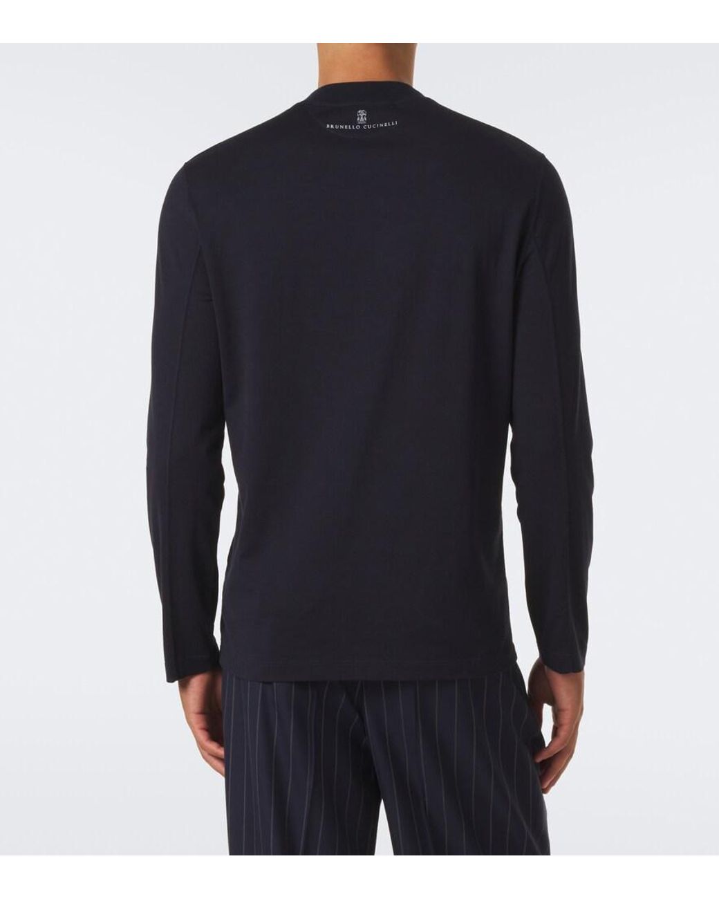 Brunello Cucinelli Blue Printed Cotton Jersey T-Shirt for men