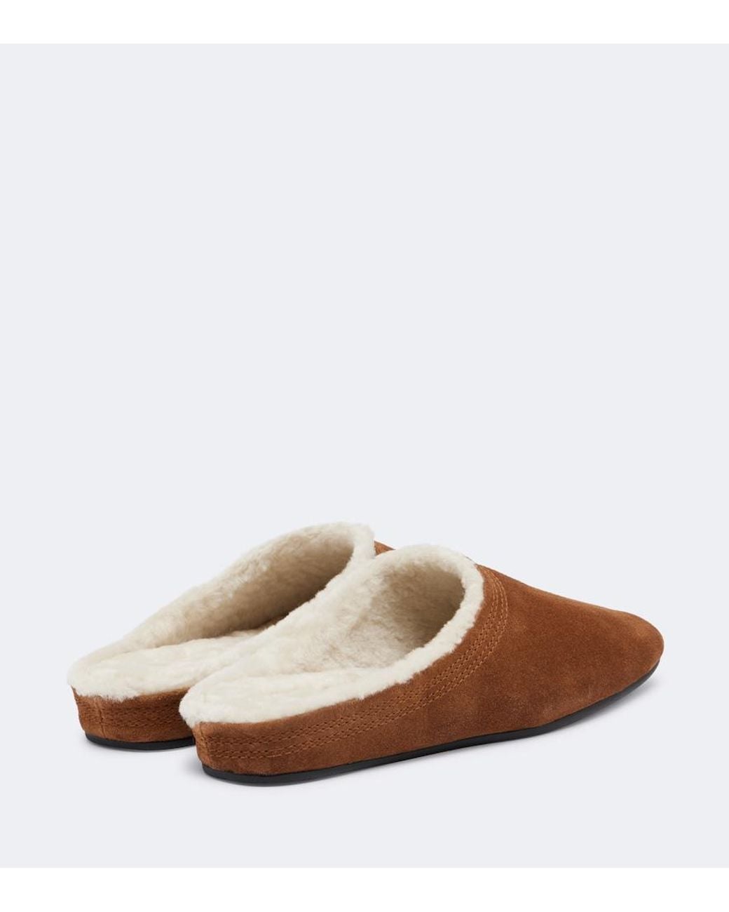 Veronica Beard Brown Narcisa Shearling-Lined Suede Mules
