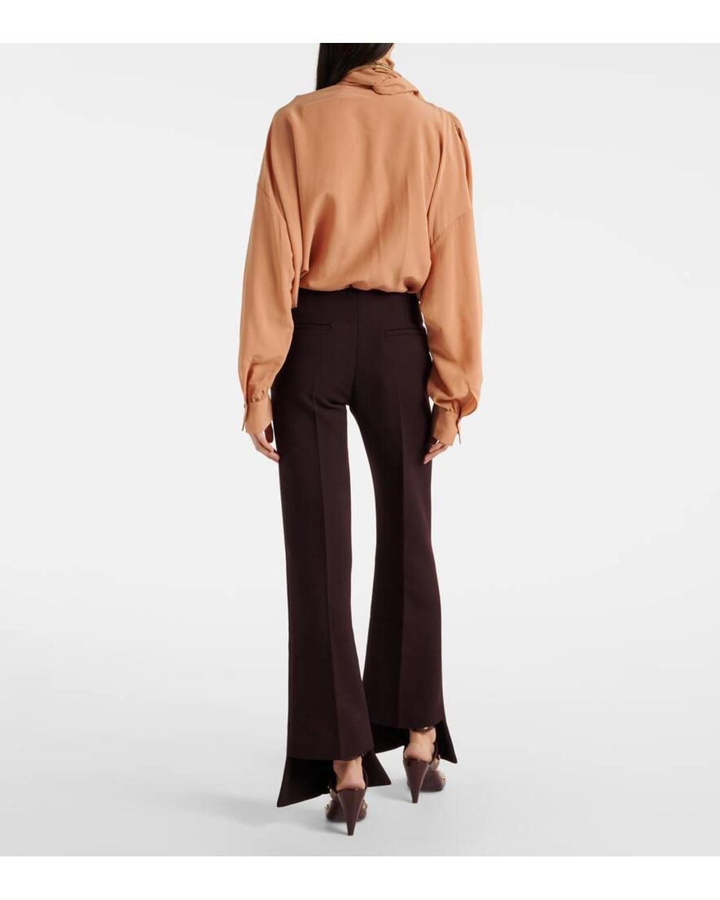 Chloé Purple Wool Wide-Leg Pants