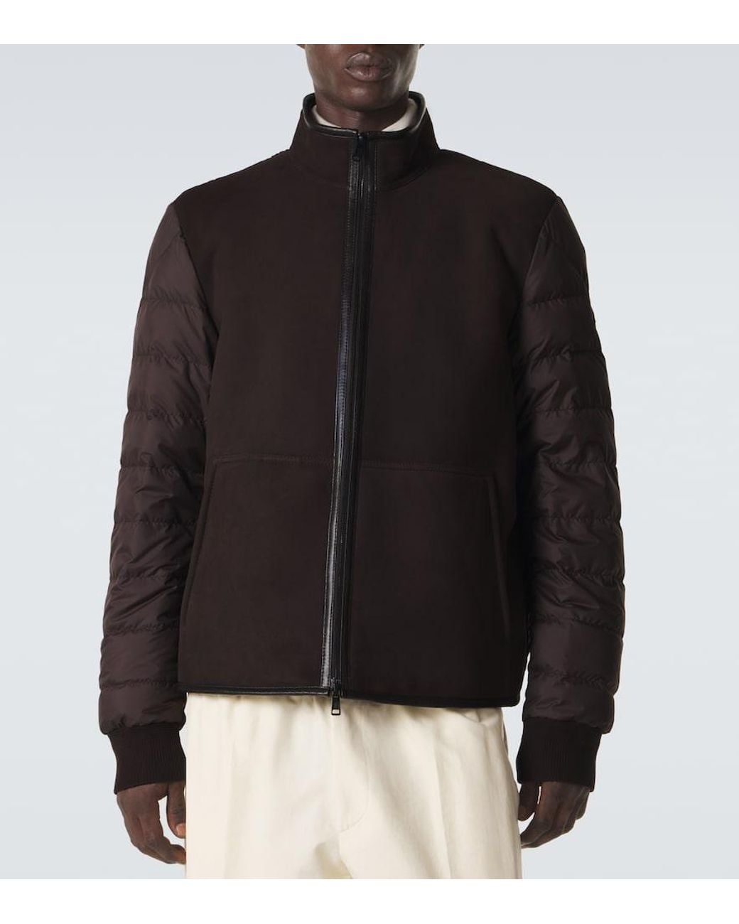 Moncler Brown Reversible Shearling Down Jacket for men