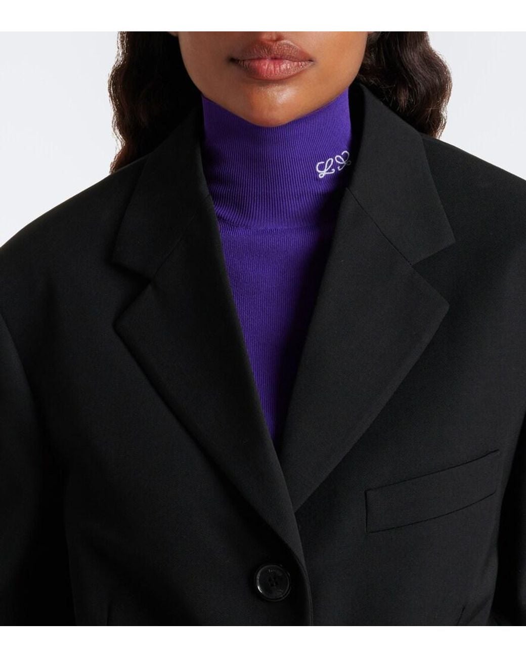 Loewe Black Double L Double-Breasted Wool Blazer