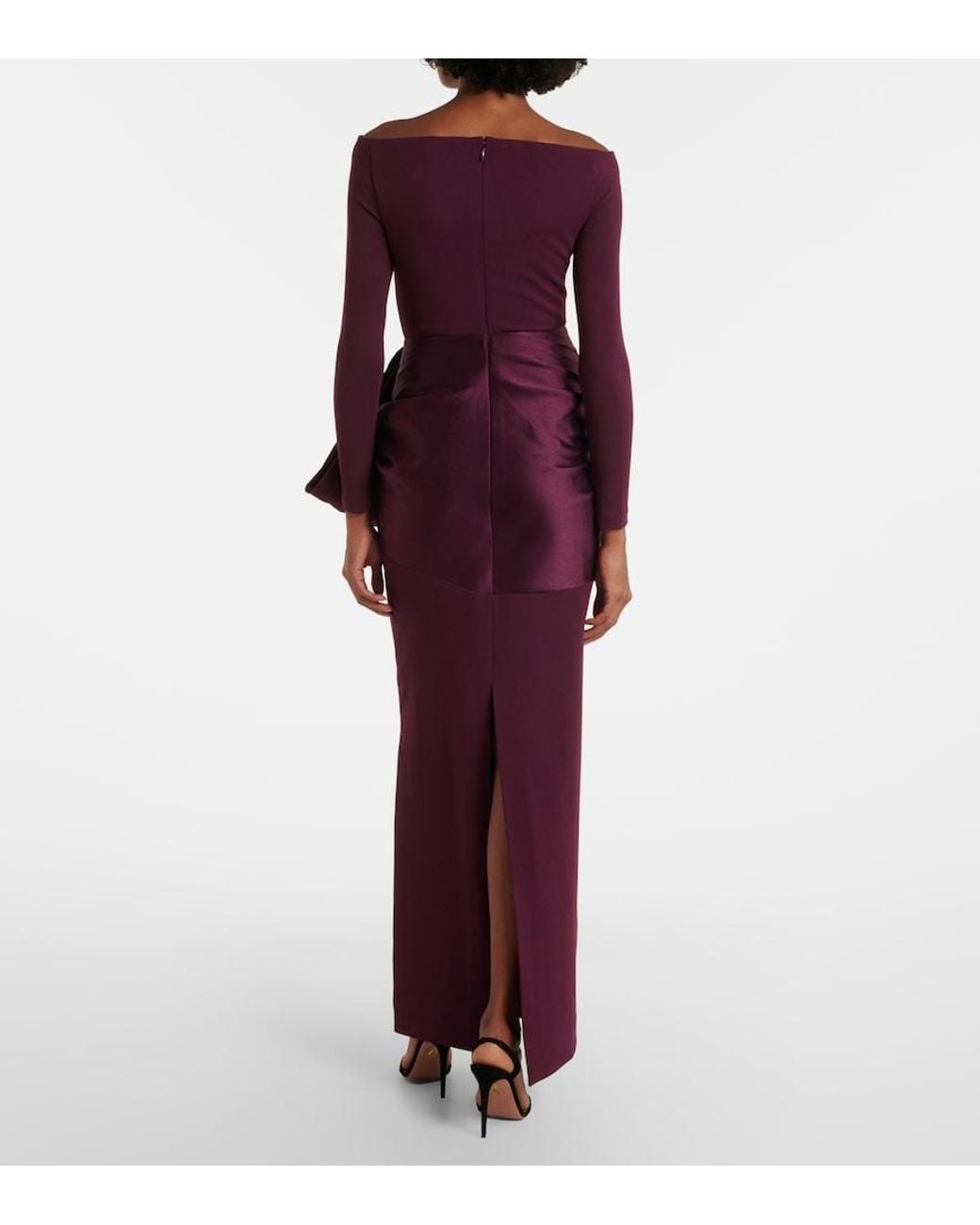 Solace London Purple Kori Satin-Trimmed Gown