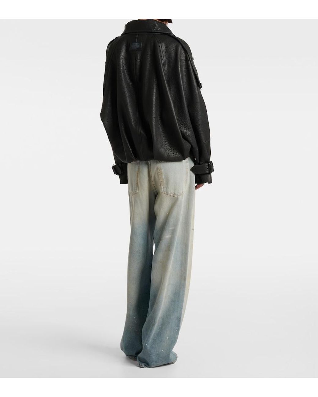 Acne Black Double-Breasted Leather Jacket