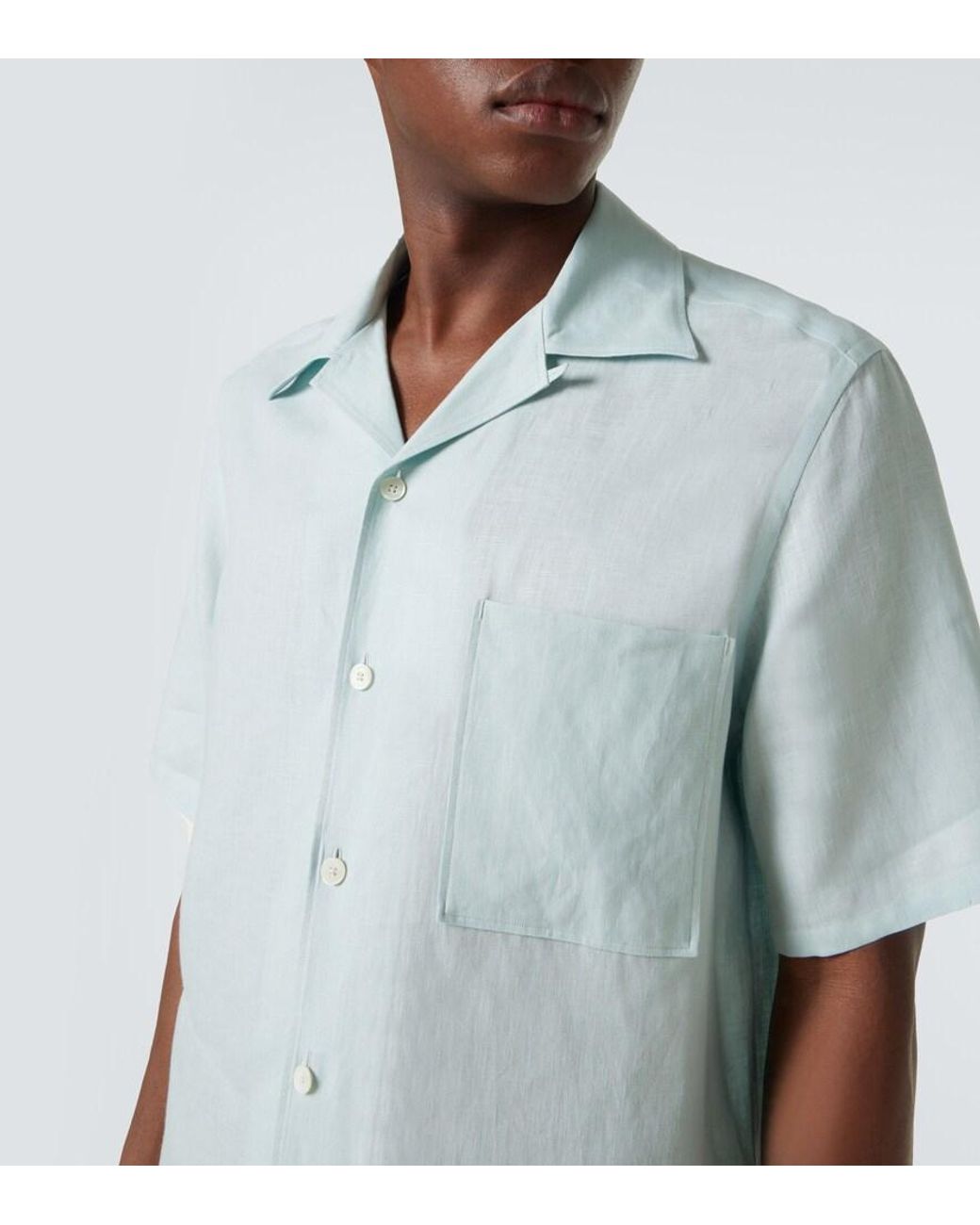 Zegna Blue Linen Shirt for men