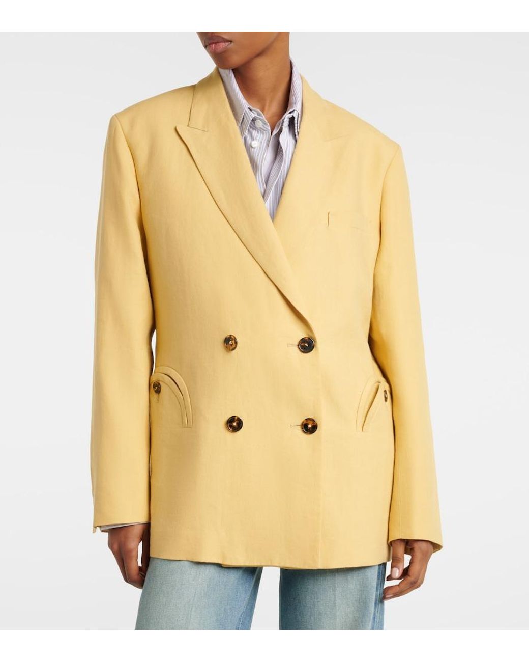 Blazé Milano Natural Nightbreak Double-Breasted Linen Blazer