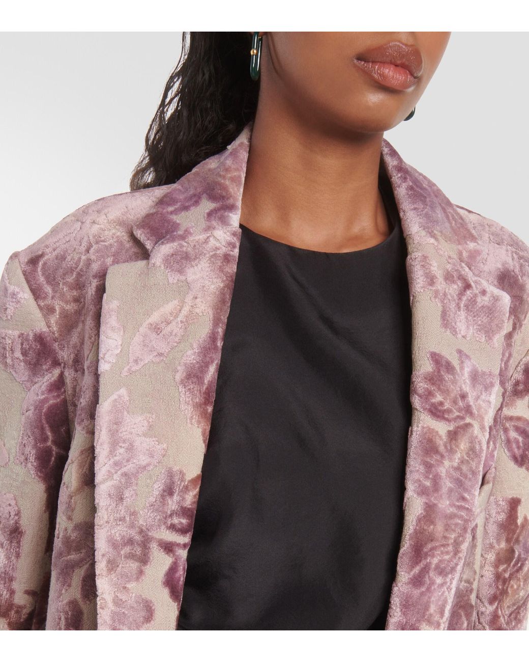 ジャケット Dries Van Noten Jacquard linen blend blazer with floralmotif Dries Van Noten Jacquard linen blend blazer with floral