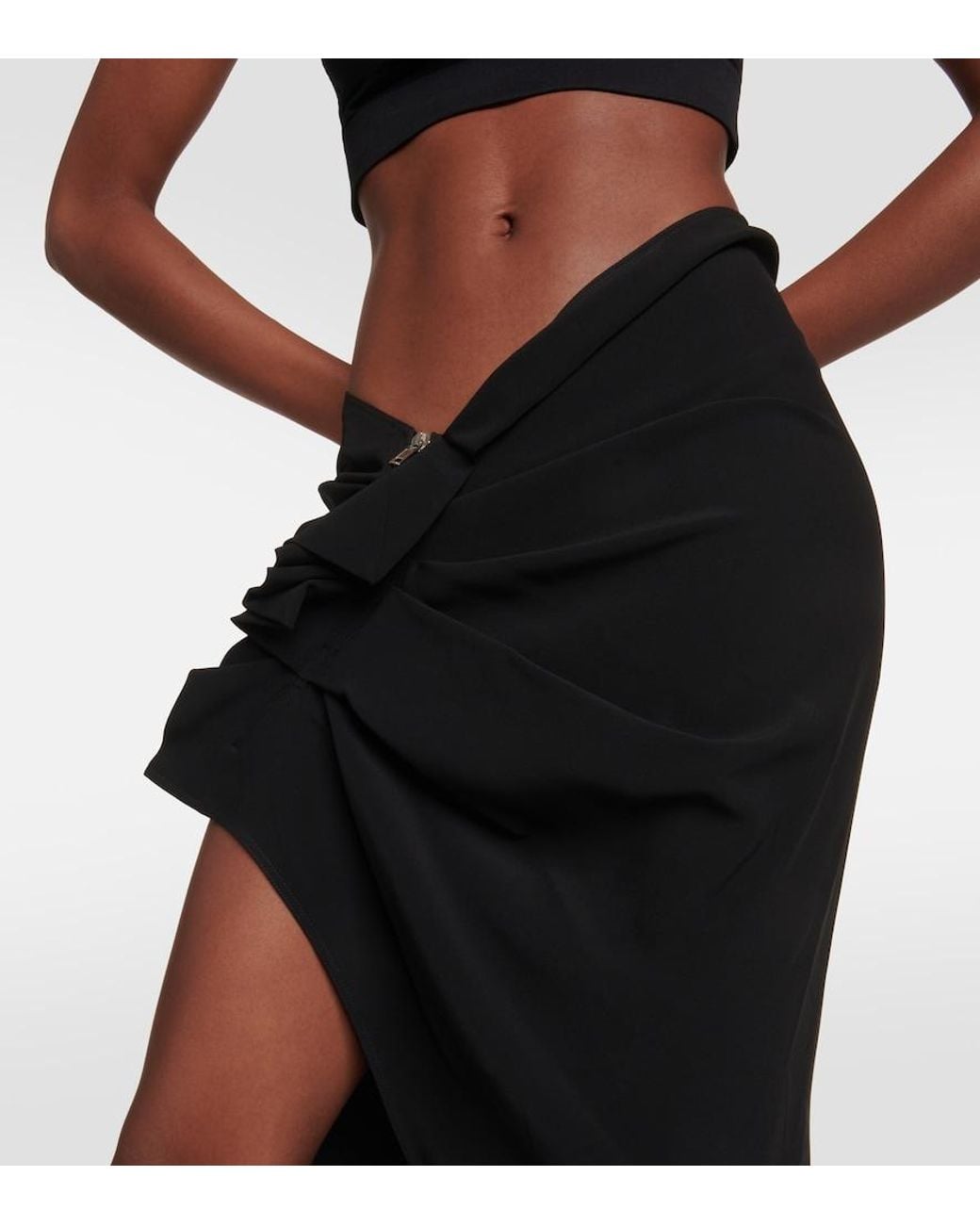 Rick Owens Black High-Rise Asymmetric Maxi Skirt