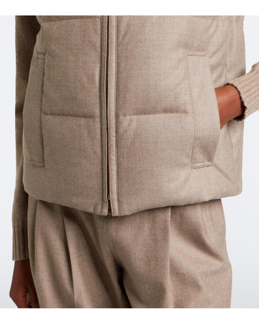 Max Mara Brown Cashmere-Blend Down Vest