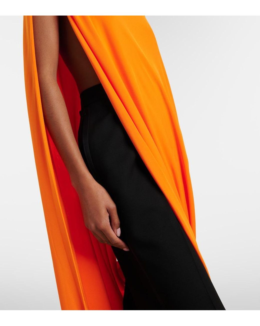 Tom Ford Orange Asymmetric Draped Crepe Jersey Top