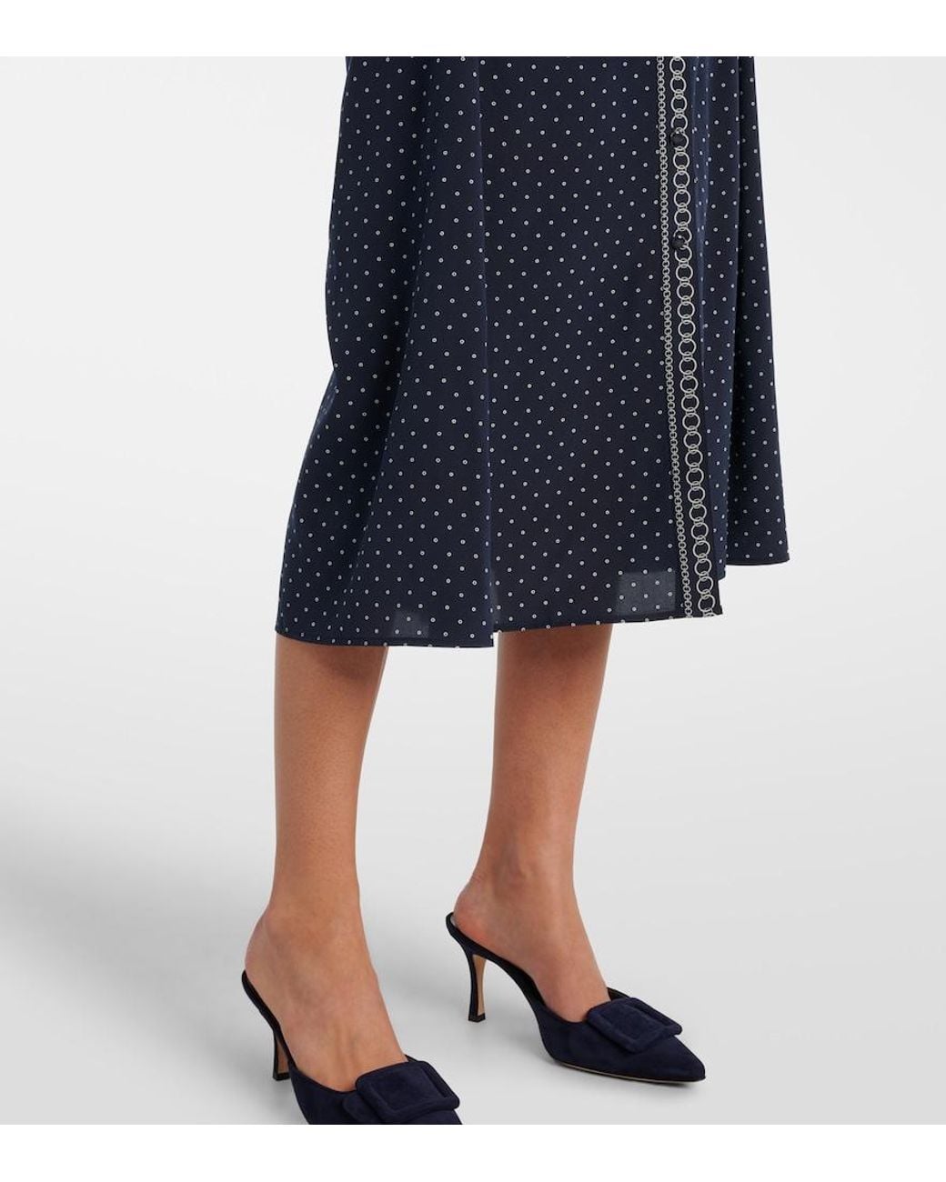 Veronica Beard Blue Lex Polka-Dot Silk-Blend Shirt Dress