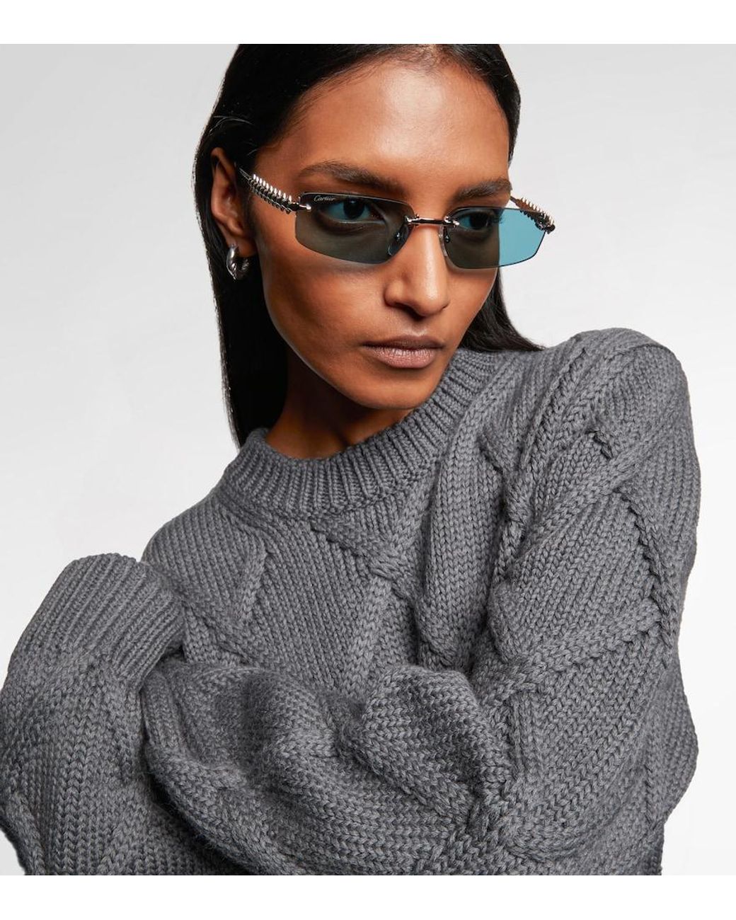 Cartier Blue Clash De Cartier Rectangular Sunglasses