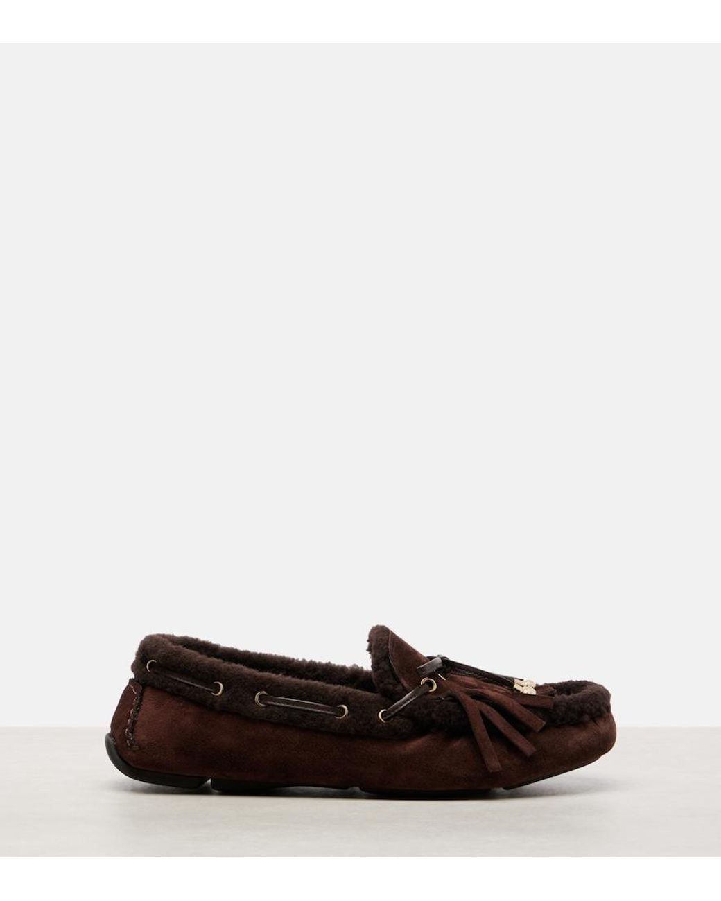 Jimmy Choo Brown Manon Fringed Suede Boat Shoes