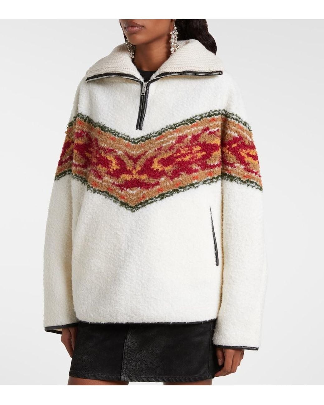 Isabel Marant White Marner Fleece Zip-Up Sweater