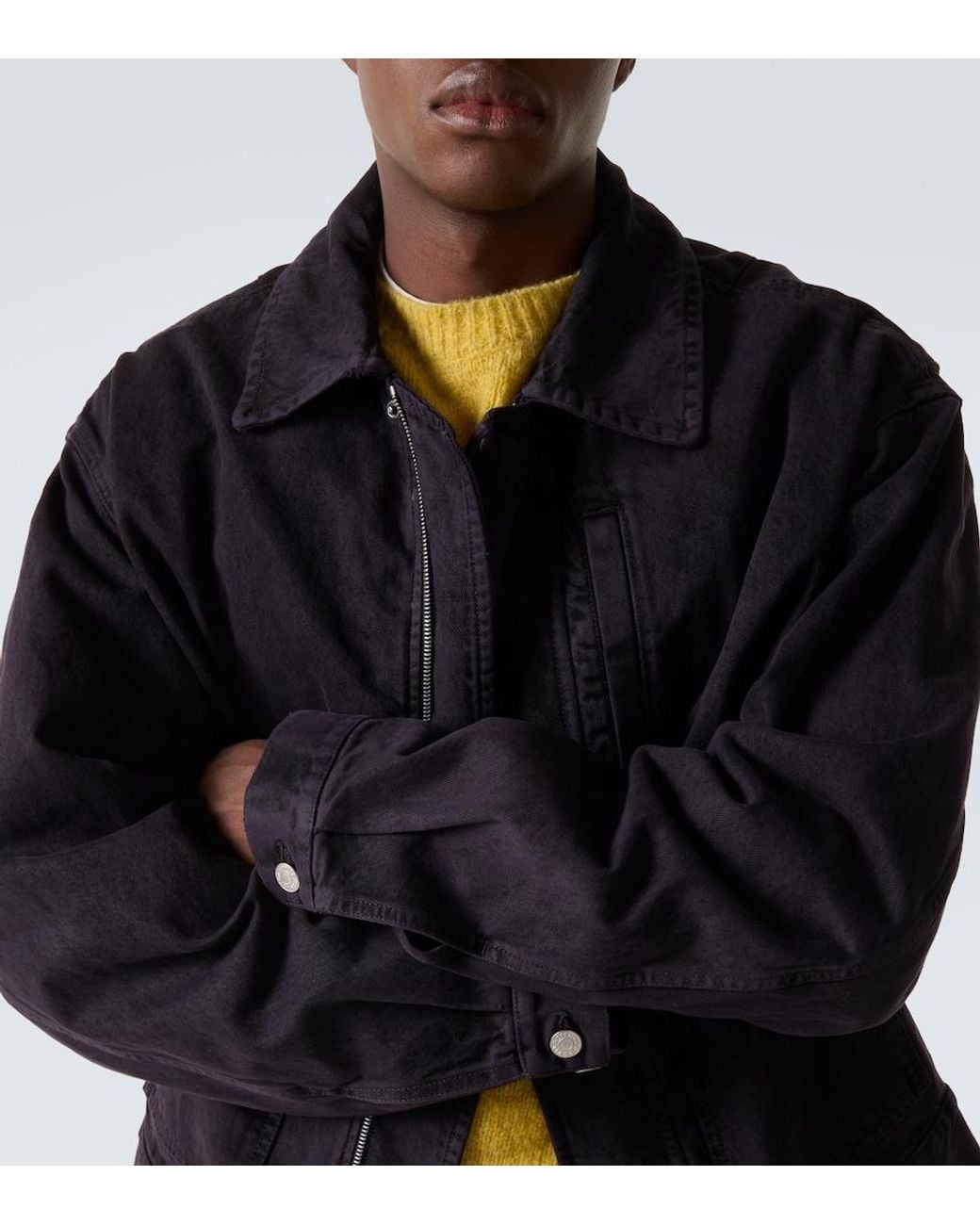 Dries Van Noten Black Denim Bomber Jacket for men
