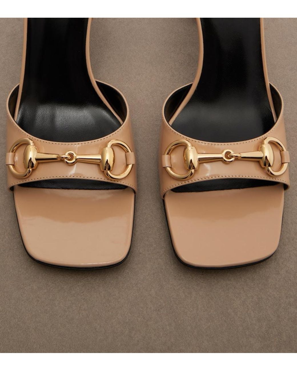 Gucci Metallic Signora Horsebit Leather Slingback Sandals