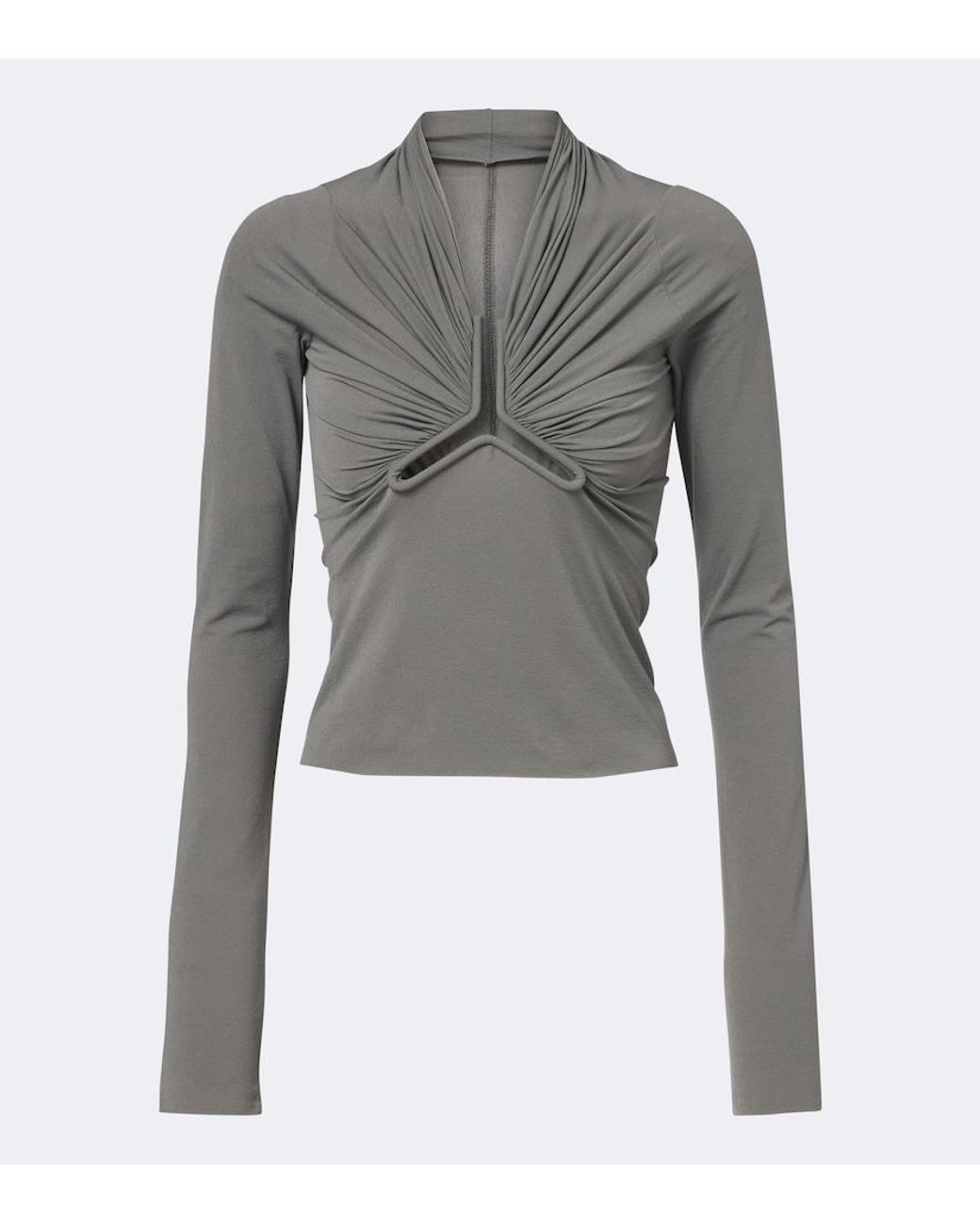 Rick Owens Gray Allanah Gathered Jersey Top