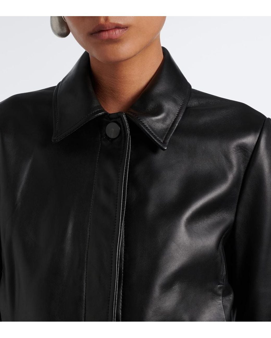 Vince Black Cropped Leather Jacket