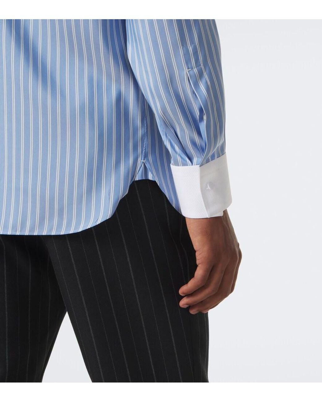 Tom Ford Blue Striped Silk Shirt for men