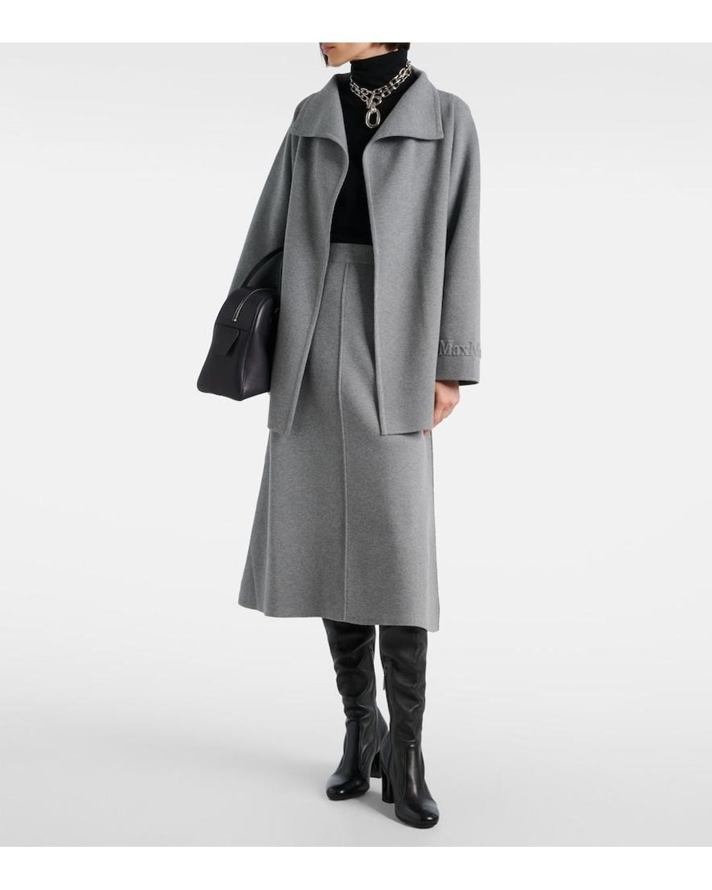 Max Mara Gray Vortice Midi Skirt