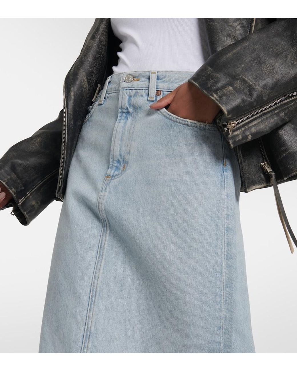 Agolde Blue Hilla Denim Maxi Skirt