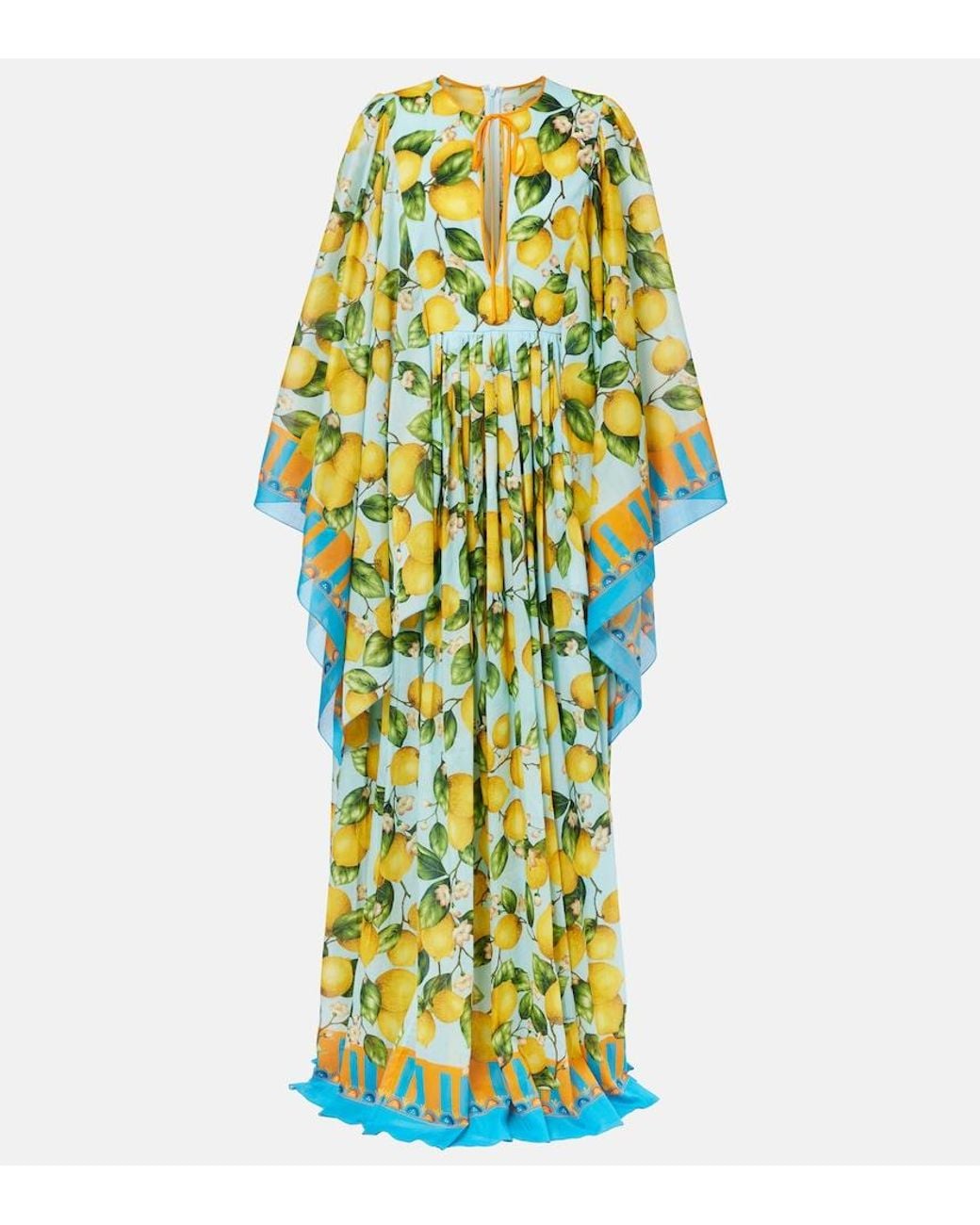Dolce & Gabbana Yellow Taormina Printed Cotton Kaftan