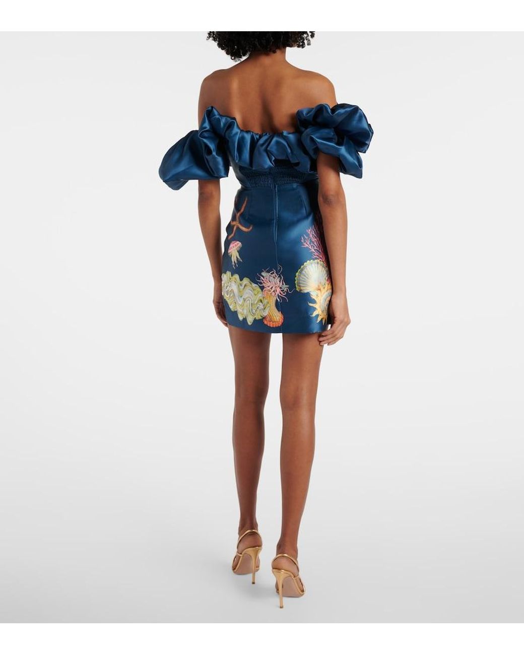ALÉMAIS Blue Dorian Printed Ruffled Minidress