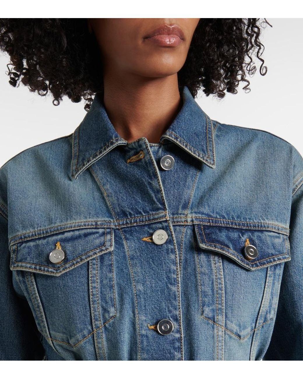 Alaïa Blue Peplum Denim Jacket