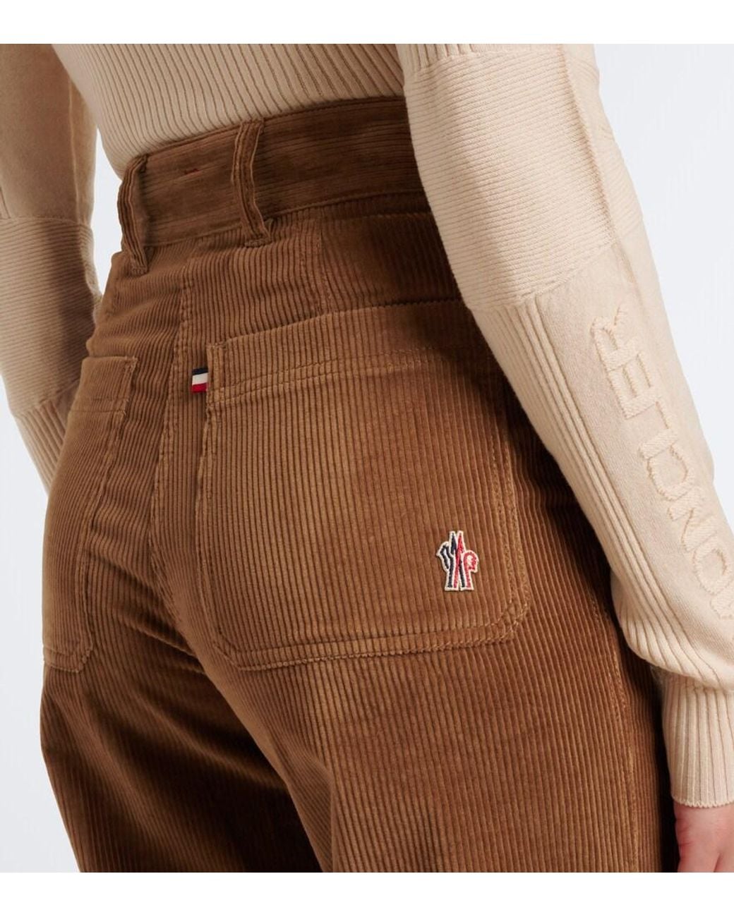 Moncler Brown Cotton Corduroy Wide-Leg Pants