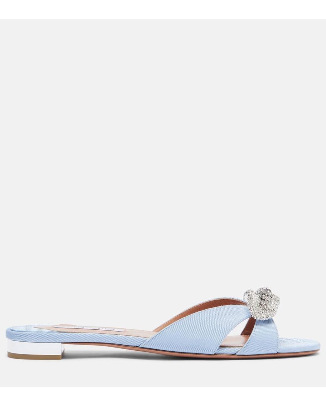 Aquazzura White Very Bow Tie Embellished Flats