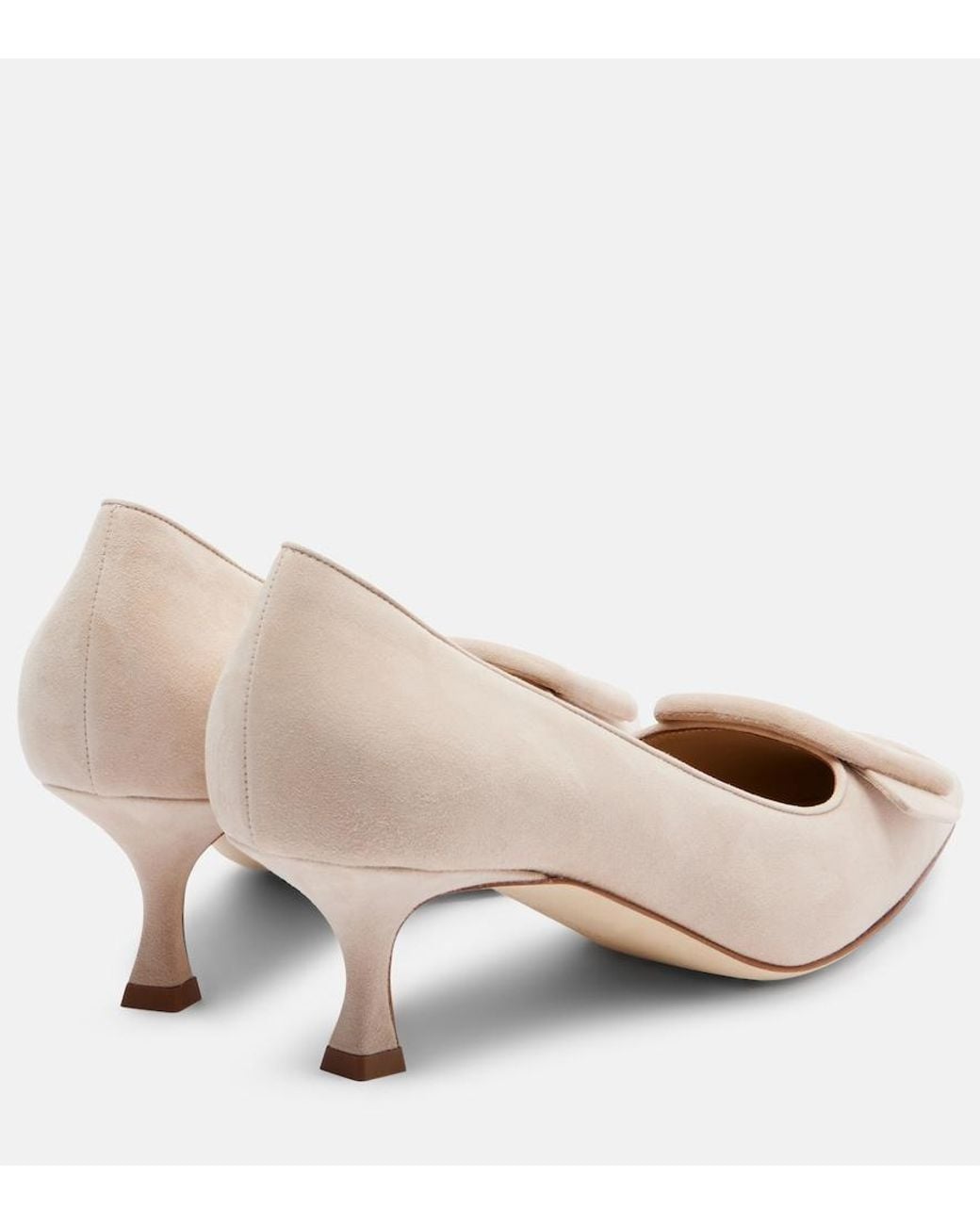 Manolo Blahnik Natural Maysale 50 Suede Pumps