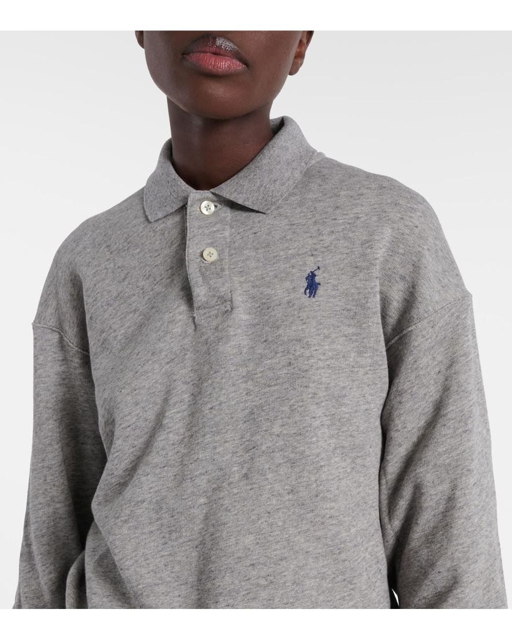 Polo Ralph Lauren Gray Cotton-Blend Polo Sweatshirt