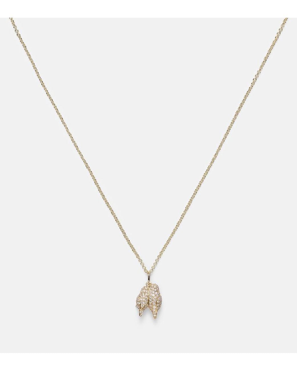 Sydney Evan Metallic Lovebirds 14Kt Necklace With Diamonds