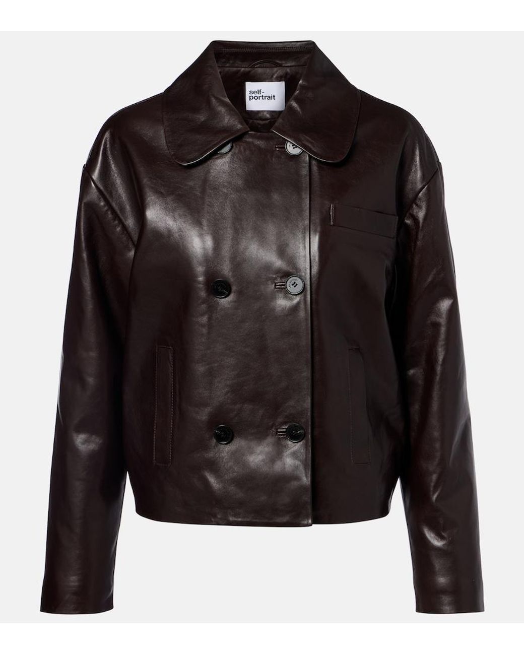 Self-Portrait Black Cropped Leather Jacket