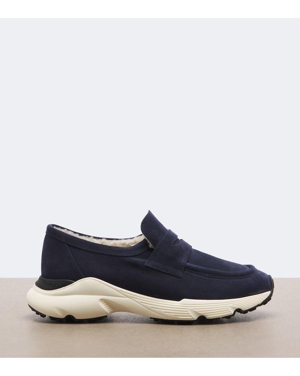 Tod's Blue Shearling-Lined Suede Sneakers
