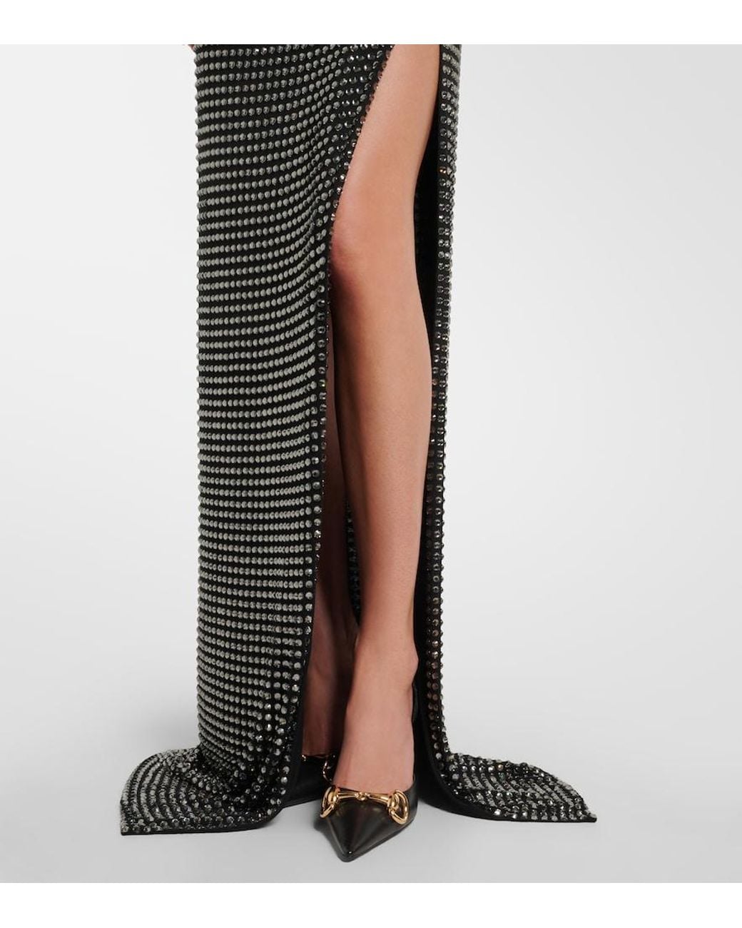 Gucci Black Embellished One-Shoulder Jersey Gown