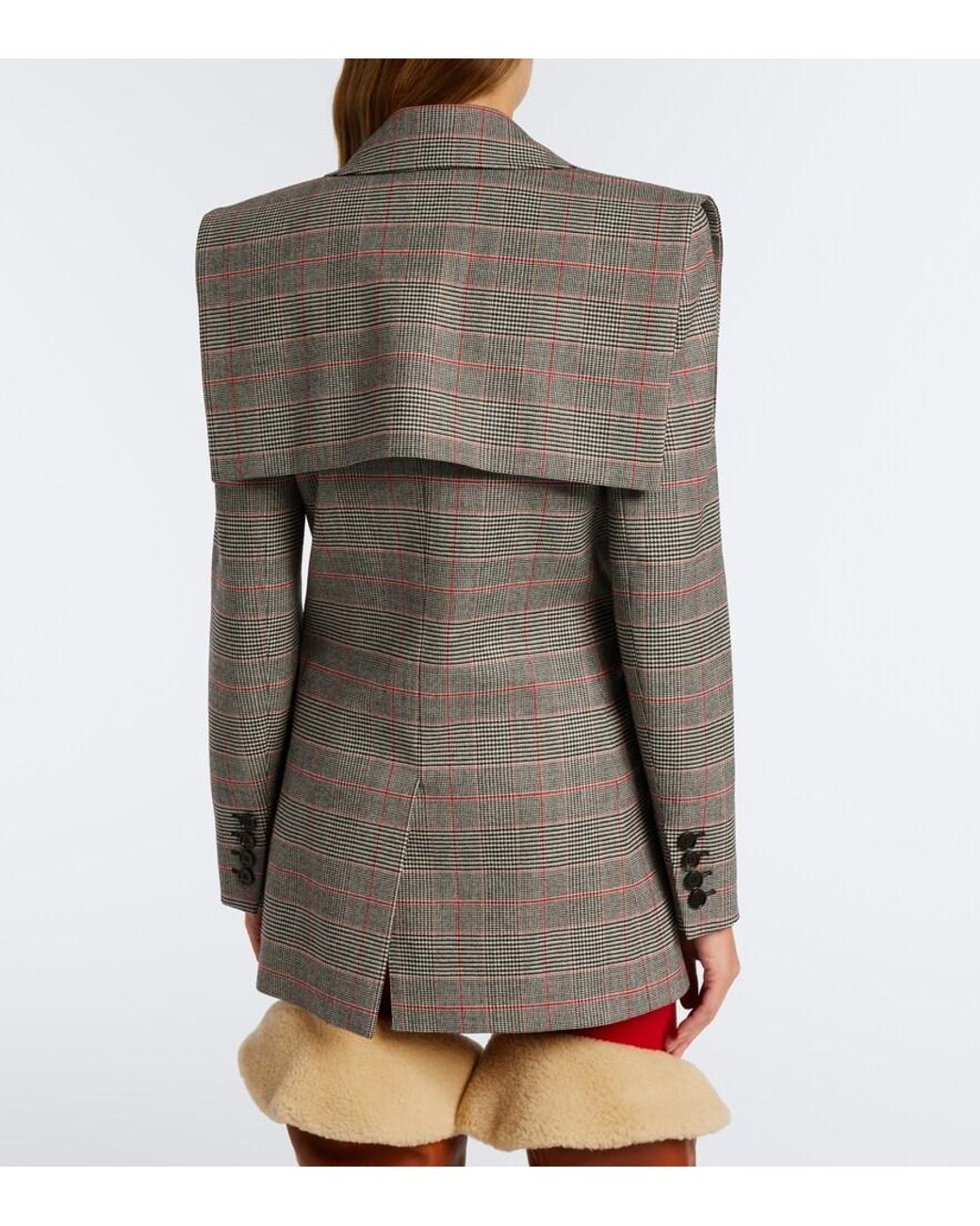 Chloé Gray Prince Of Wales Check Wool-Blend Jacket