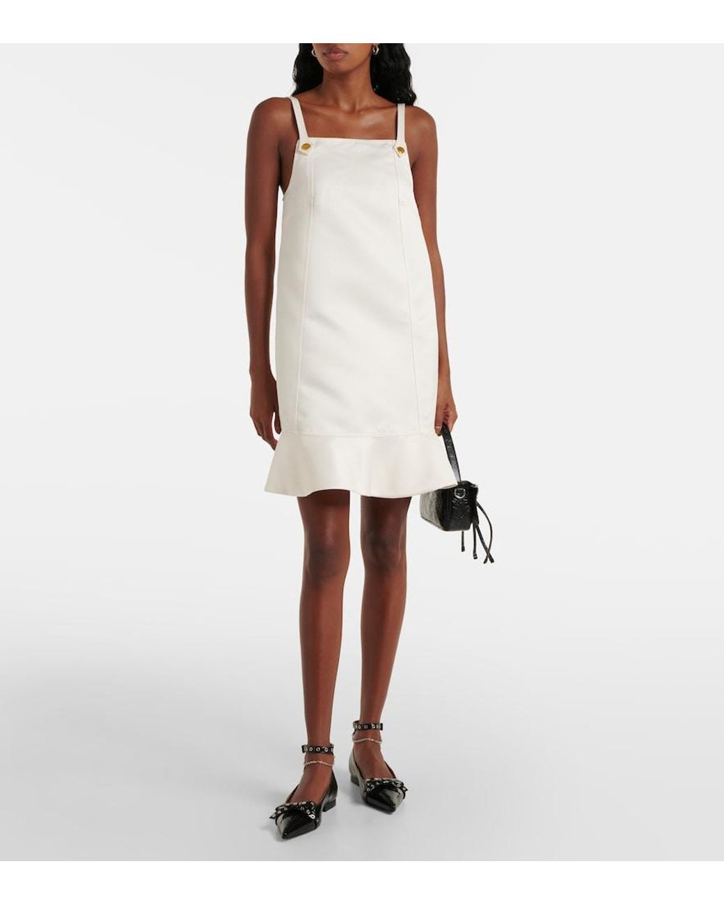 Ganni White Duchess Satin Minidress