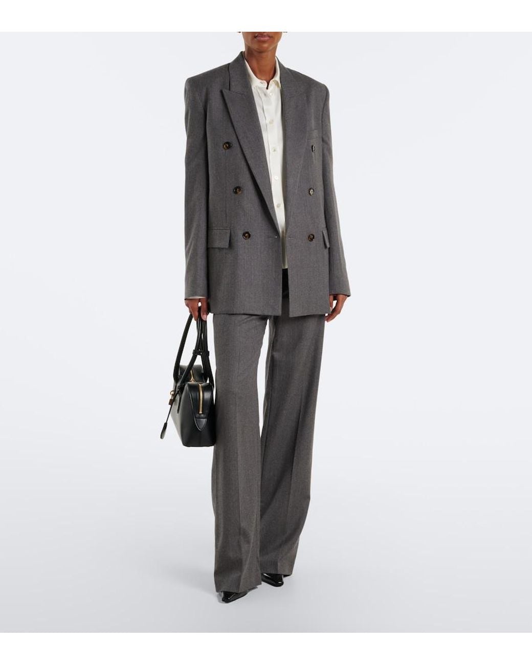 Stella McCartney Gray Double-Breasted Wool Blazer