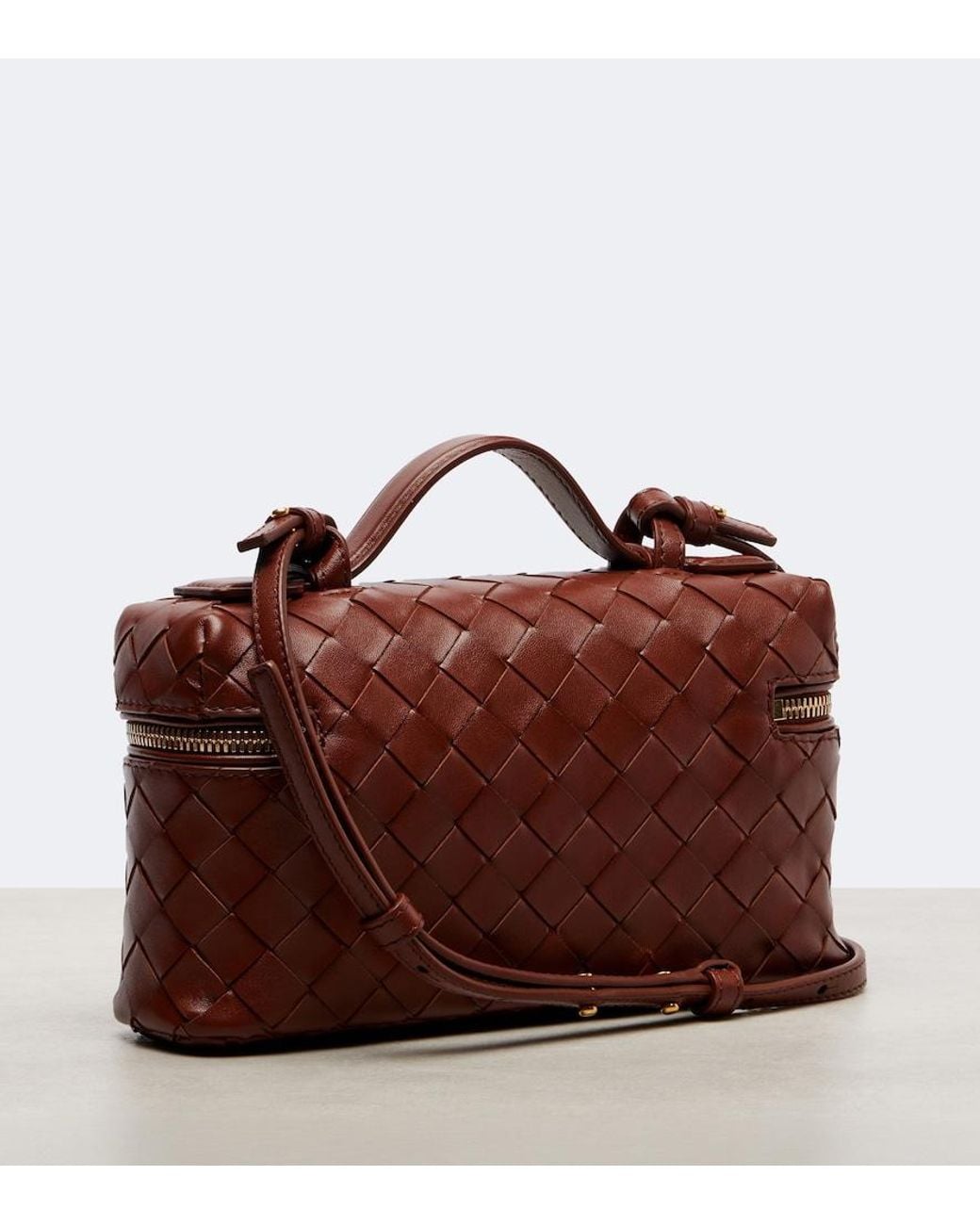 Bottega Veneta Brown Bang Bang Intrecciato Leather Vanity Bag