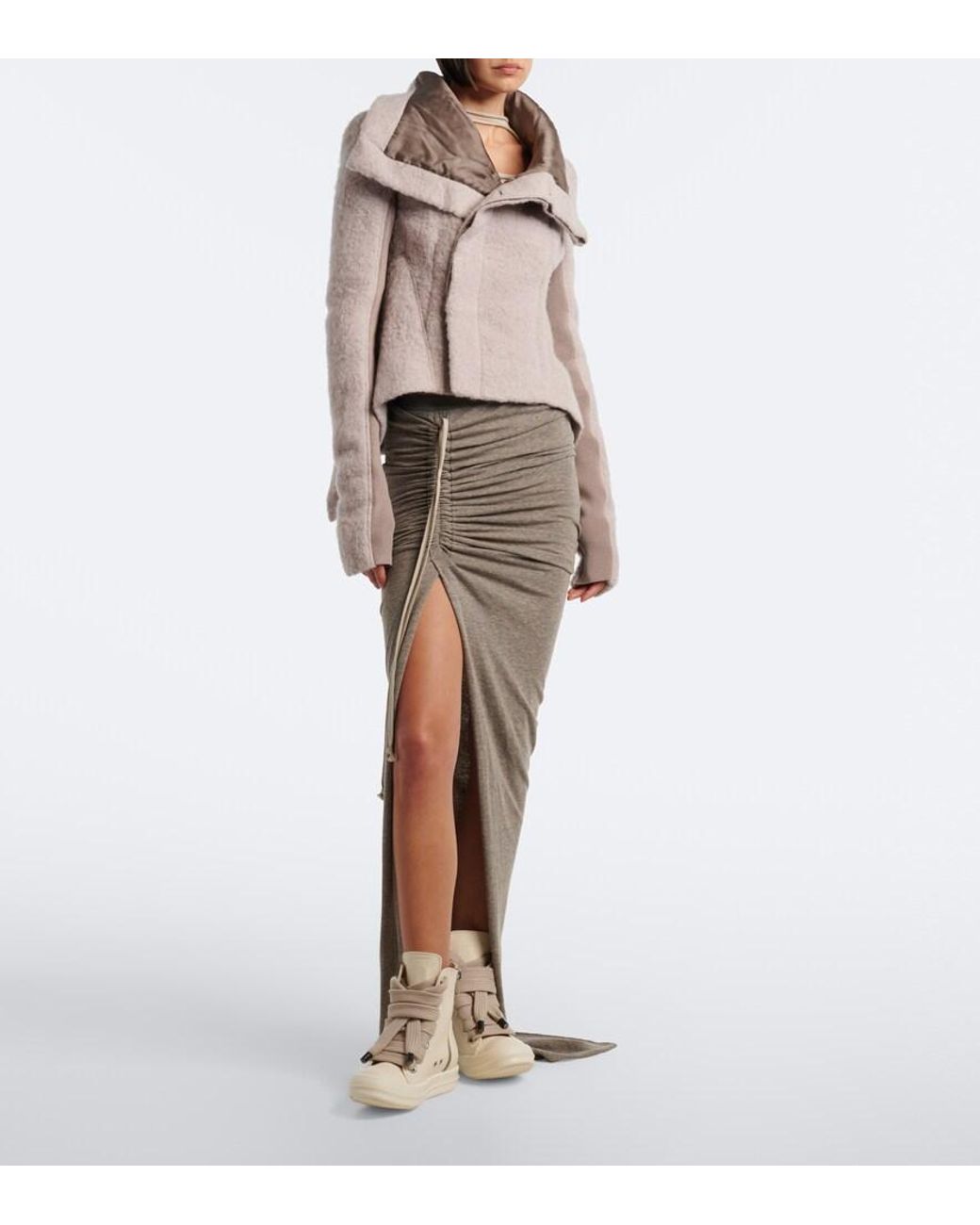 Rick Owens Natural Jumbolace Leather Sneakers