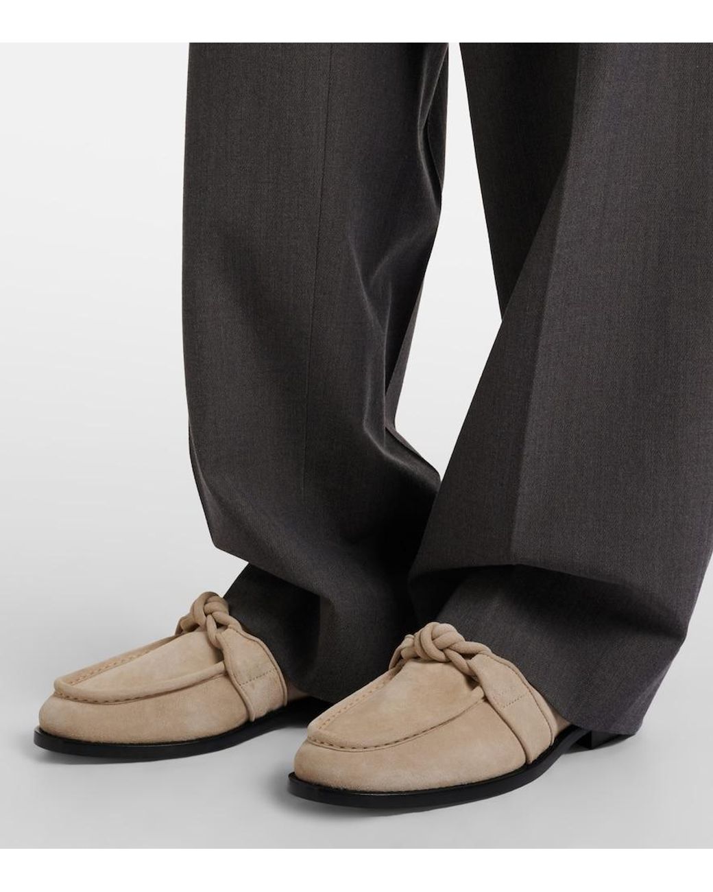 Bottega Veneta Natural Astaire Suede Loafers