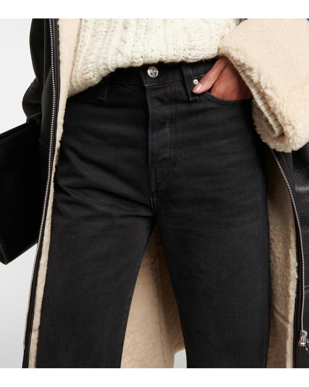Totême  Black High-Rise Straight Jeans