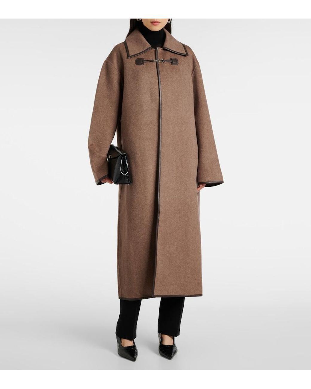 Totême Brown Wool Double Clasp Coat