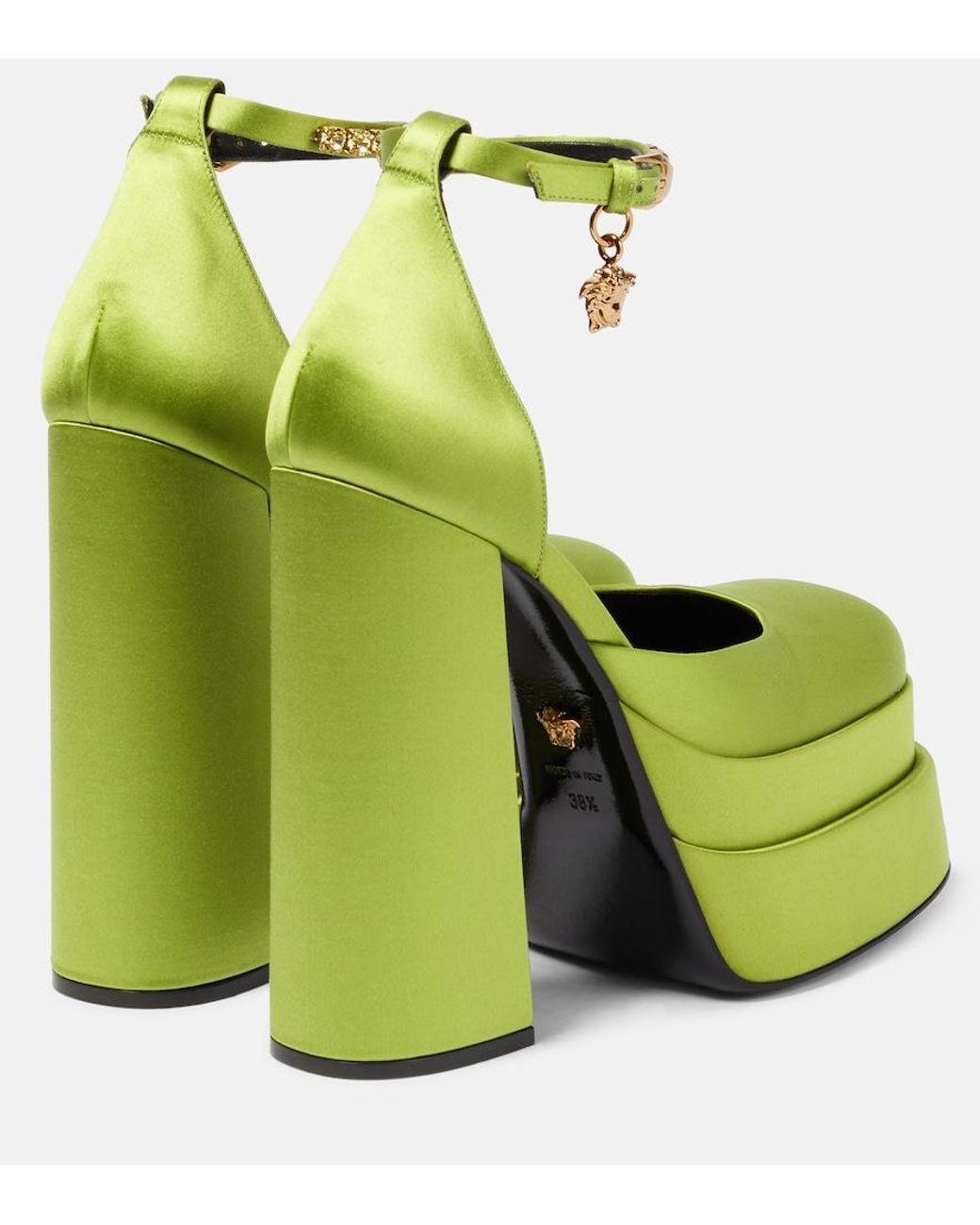 Versace Green Medusa Satin Platform Pump