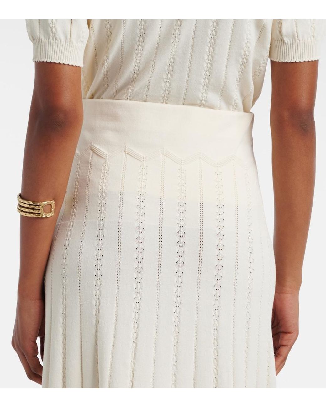 Faithfull The Brand White Mieralla Pointelle Cotton-Blend Maxi Skirt
