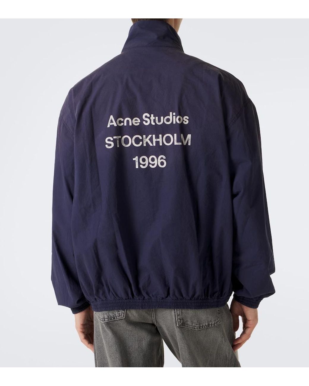 Acne Blue Logo Cotton Poplin Jacket for men