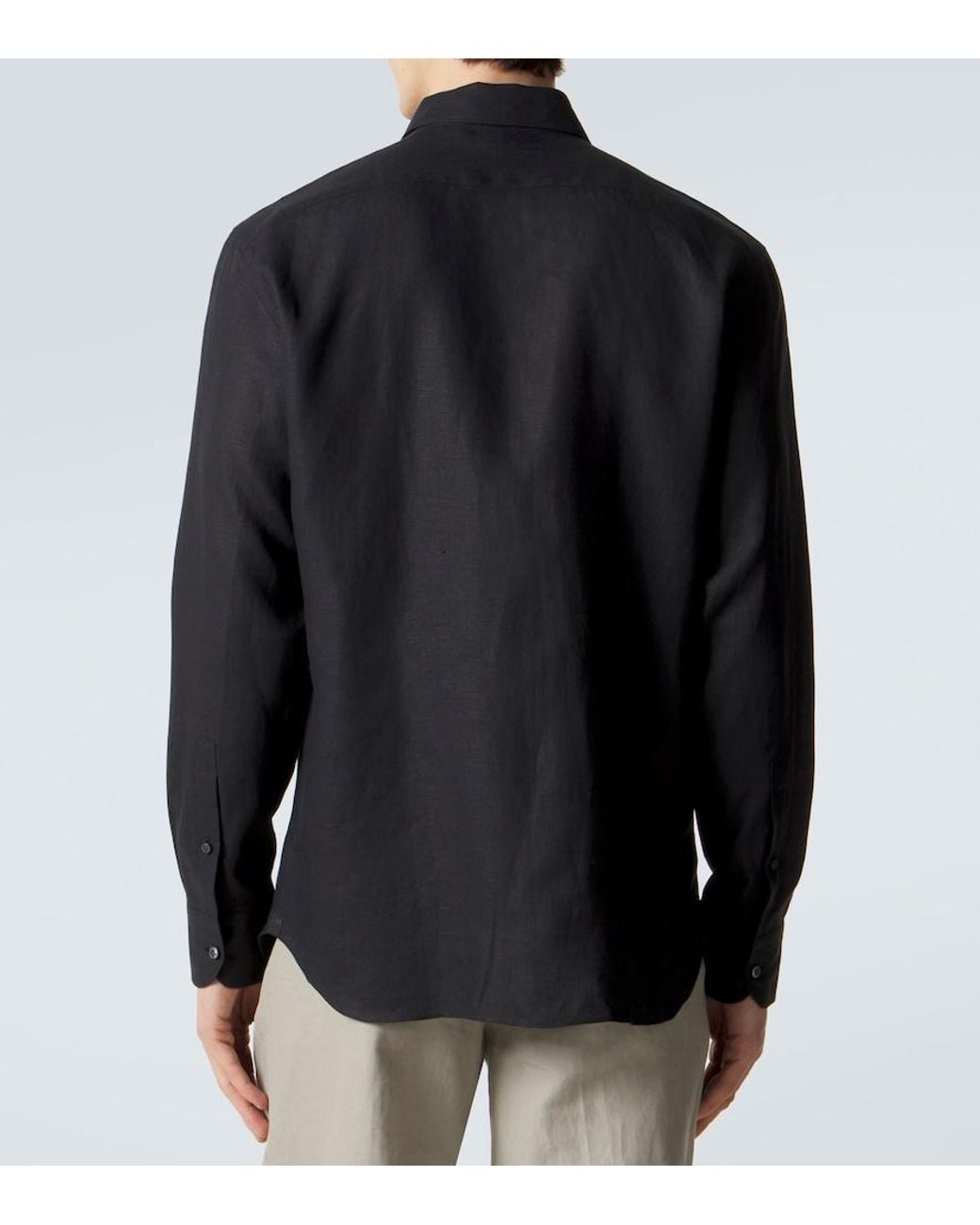 Zegna Blue Linen Shirt for men