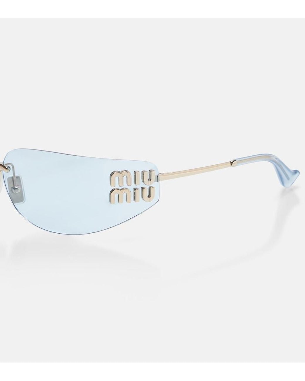 Miu Miu Blue Logo Rectangular Sunglasses