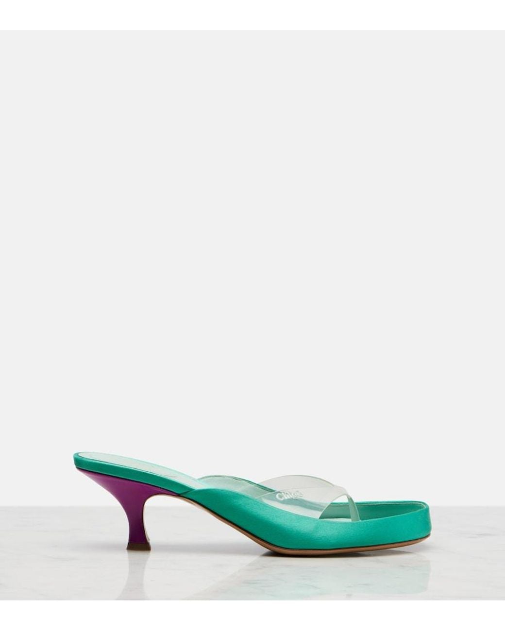 Chloé Green Junie Satin And Tpu Thong Sandals