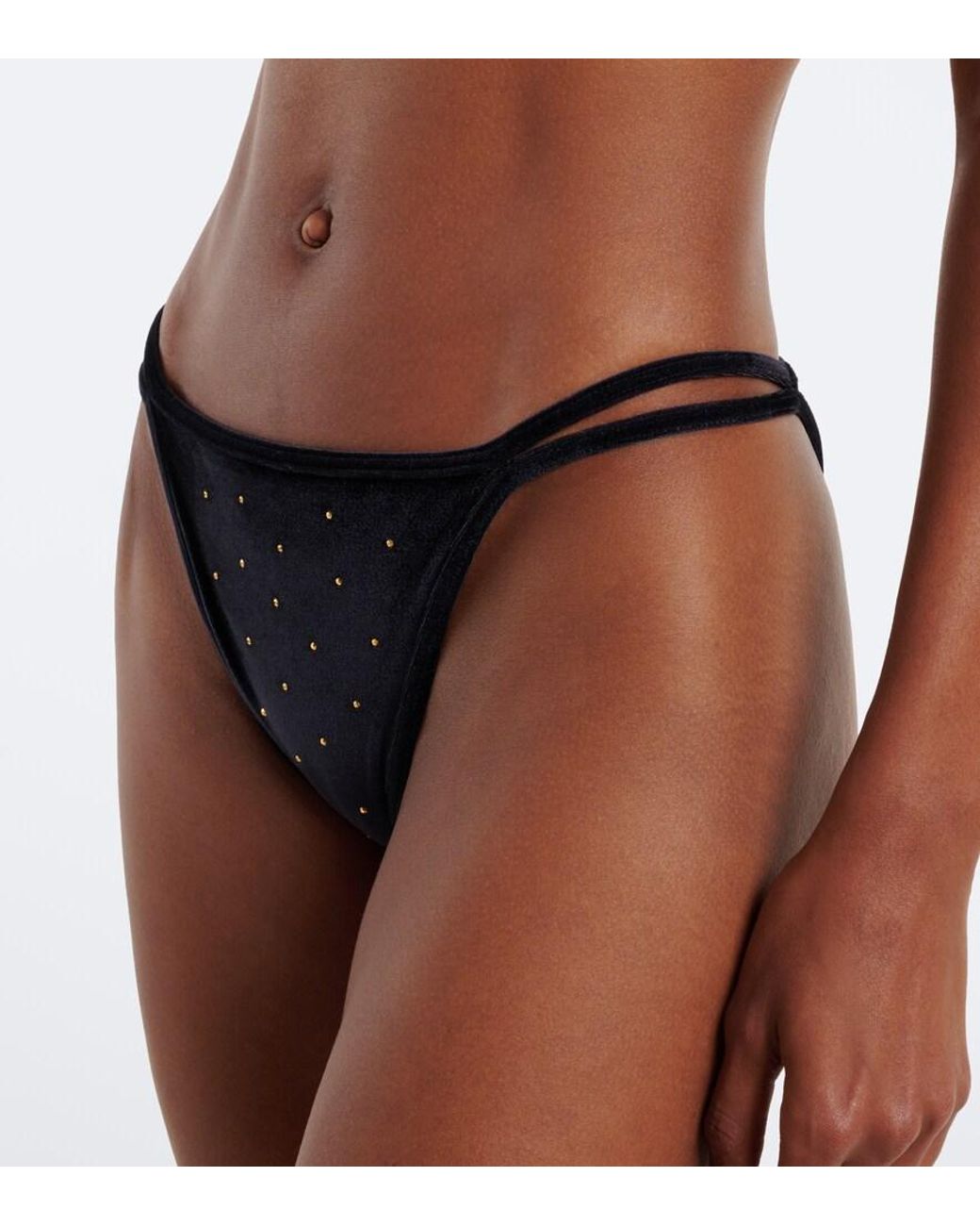 Balmain White Embellished Velvet Bikini